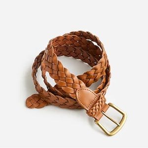 NWT J.Crew women’s Long braided Italian leather belt size M/L